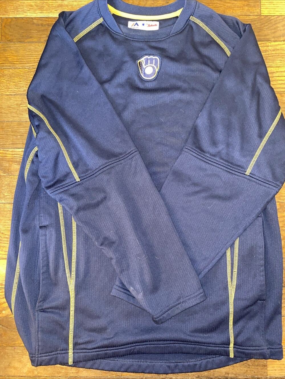 Milwaukee Brewers Majestic Thermal Long Sleeve Authentic MLB Size Medium Men’s